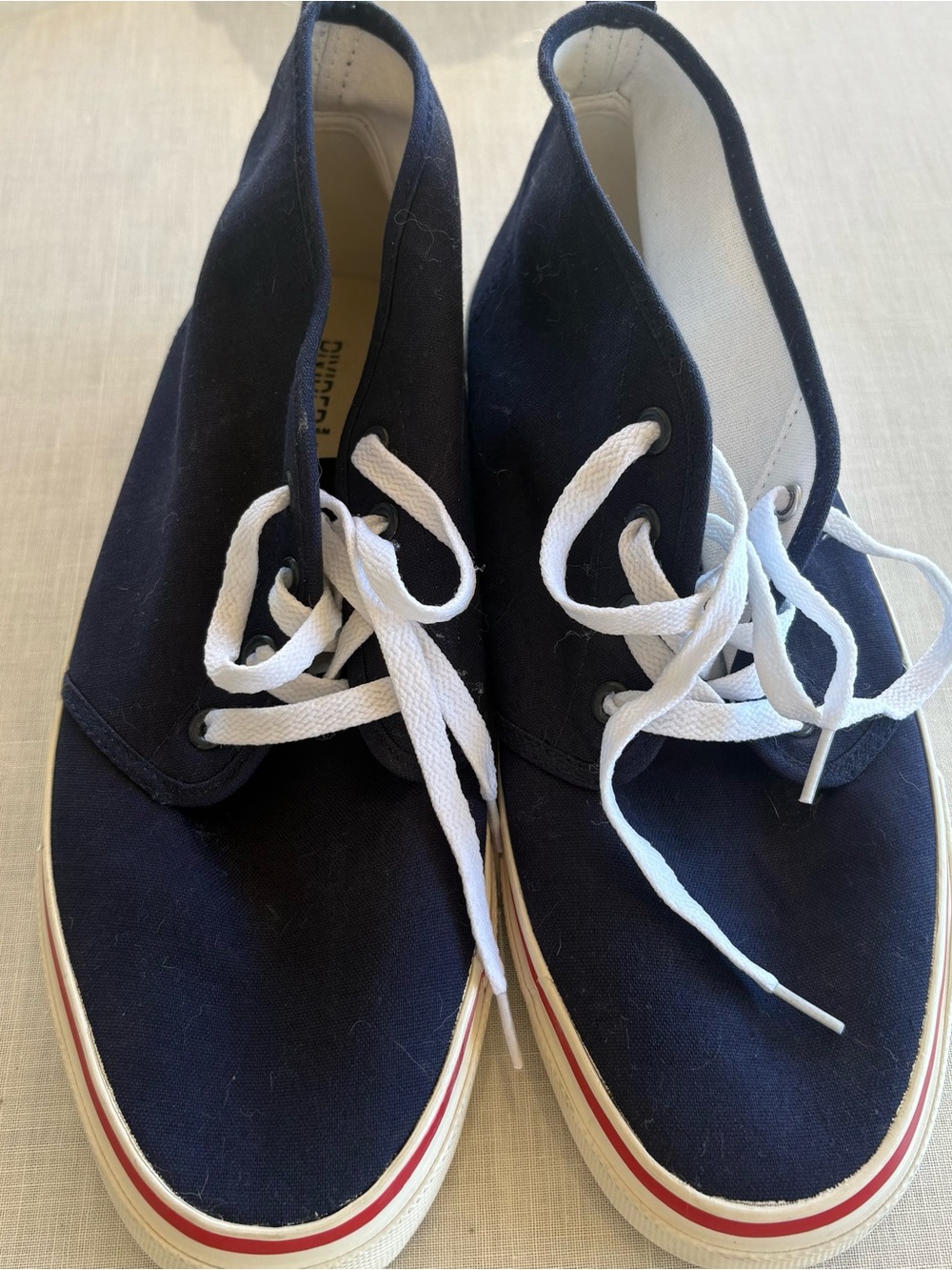 H&M Navy Chukka Canvas Boots with White Laces-vegan friendly
